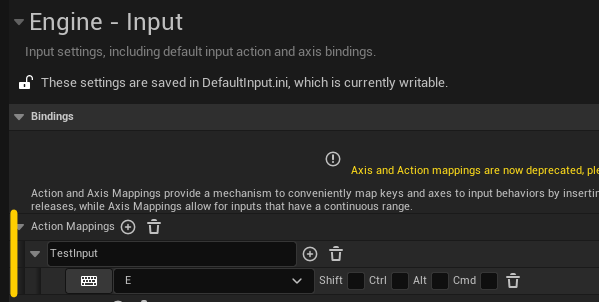 Project Settings Input Keybind